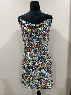 Row A Ditsy Floral Cowl Neck Mini Slip Dress